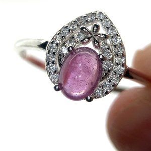 Pink Sapphire 1.42ct Platinum Finish Solid 925 Sterling Silver Ring